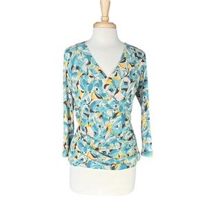 Lauren Ralph Lauren Black Label Women's Ruched Surplice Jersey Top Size Large
